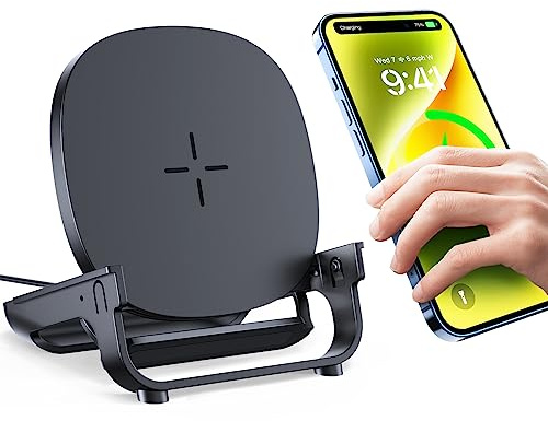 Beeasy Wireless Charger Stand - 15W Induktive Ladestation Kabelloses Ladegerät Handy Ständer für iPhone 15 14 13 12 Pro Mini Max XR XS Samsung S23 S22 S21 S20 AirPods Pro/3/2 Galaxy Buds