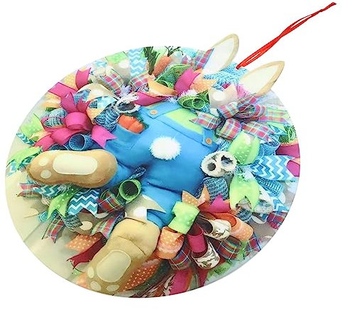Abaodam 1stück Osterkranz Hase Dekoration Frühlingshängende Türdekoration Für Zuhause Büro Und Geschäfte Kreativer Blumenkranz Mit Süßem Hasen-Design Für Ostern Und