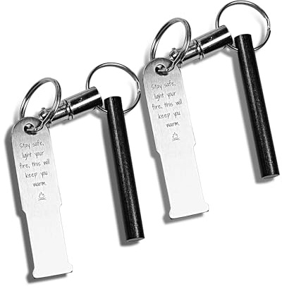 FERROFIRE Quick Release Keychain Fire Starter 2-Pack | 2.5 Inch (64mm) Long Ferrocerium Rod with Carbon Steel Striker | EDC Flint & Steel for Camping, Survival, Hiking, BBQ & Emergency Kits