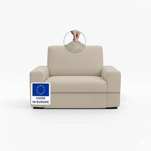 BLUZIMAN® Elastischer Sofabezug 1-Sitz - Oeko-TEX Zertifizierter, Hochwertige Couch Überzug, rutschfeste Sesselüberwurf, Universal Passform, Jacquard-Stoff (Leinen)
