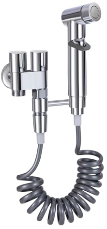 Kit de Rociador de Bidé De Acero Inoxidable Pulverizador para Bidé de Mano Duchas Higienicas para Wc Con 1 en 2 Válvula De Control Dual,Soporte,Manguera para la Higiene Personal Diaria