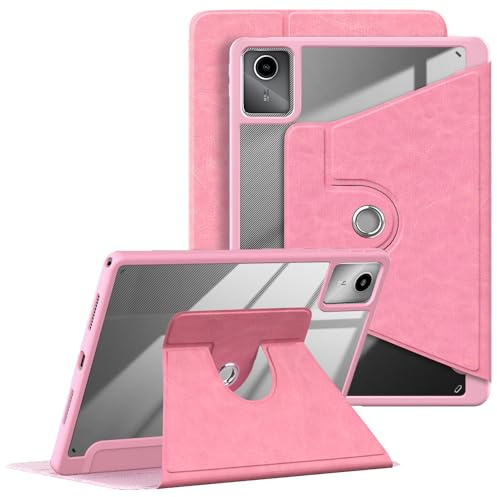TOPCASE 360° roterande hybridfodral kompatibelt med Lenovo Tab M11 TB330 11 tum ultratunt smart surfplattefodral med pennhållare och automatisk sov/vakna, rosa