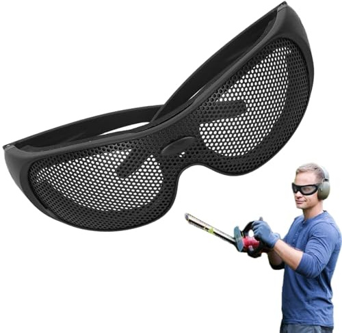 gafas de trabajo,gafas protectoras | Gafas de malla metálica con montura negra | Gafas protectoras resistentes a la oxidación, gafas de seguridad antivaho portátiles para montar en bicicleta y acampar