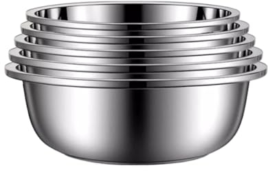 BGFYUSF Cuencos y sartenes para cocinar de Acero Inoxidable 304, Utensilios de Cocina de 5 Piezas, Cuencos para Mezclar, bandejas para Servir, fruteros, 36cm/38cm/40cm/45cm/50cm