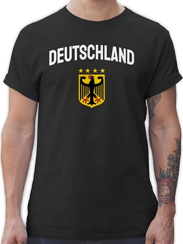 T-Shirt Herren - EM WM - Fußball Geschenk Deutschland Wappen I Fussball Fanartikel - L - Schwarz - Tshirt 2024 fu Ball Trikot Europameisterschaft Bundesadler Shirt mit Adler fussballtrikot em24