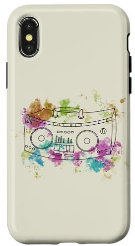 Hülle für iPhone X/XS Ghetto Blaster Bunte Boom Box 70er 80er 90er Y2K