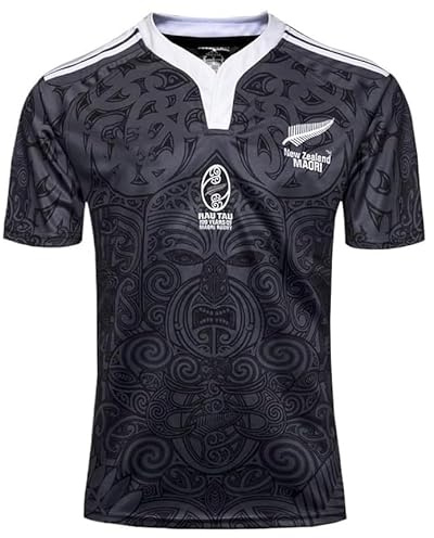 HCOISINI Camiseta de Rugby, Camiseta de Rugby maorí de Nueva Zelanda del 100 Aniversario, Camiseta de fútbol(3XL)