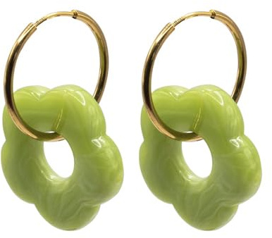MAJALE - Pendientes Aro Colores - Pendientes de Aro con Cierre Congo - Pendiente en Acero Inoxidable con Acabado Baño Oro 18Kt - Hipoalergénicos - Joyas para Mujer