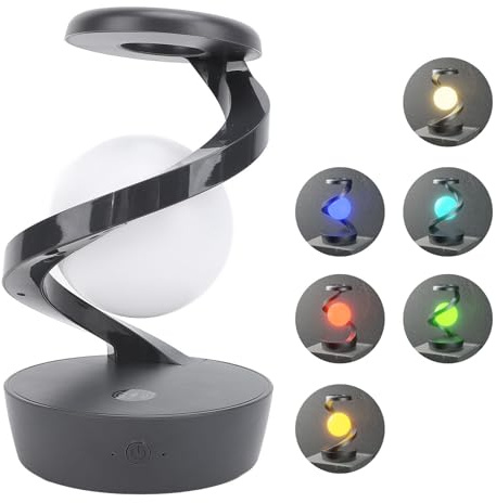 Topiky Atmosphärenlampe mit Kabellosem Ladegerät, Nachttischlampe mit Ladestation, Moderne Nachttischleuchte, Intelligente Steuerung, Rotierende Schwebende RGB Nachttischlampe für