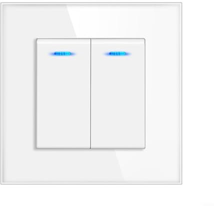 Puupaa Interruptor de luz táctil, interruptor de luz de doble control de pared, panel de vidrio templado con retroiluminación LED, interruptor de control de pared oculto tipo 82 ()