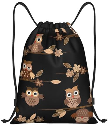 Rucksack Mit Kordelzug Niedlicher Cartoon-Eulen-Druck Schuhbeutel wasserdichte Gymnastikbeutel Verstellbar Turnbeutel Für Damen, Für Schule, Yoga, 36x42cm