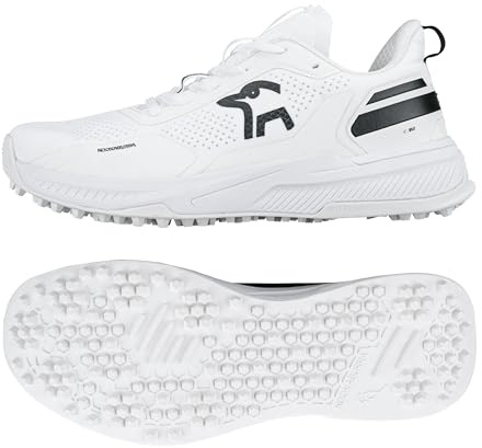Kookaburra KC Players - Scarpa da Cricket con Suola in Gomma, Misura 42, Colore: Bianco/Nero