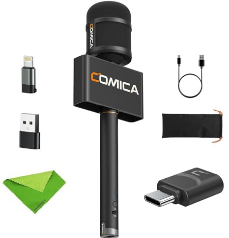 COMICA Revo S Wireless Handheld Interview Microphone,Reporter Mic with USB-C Receiver, Compatible with iPhone 15/16,Android Phones,Laptops,and PC, Professional Mic for Podcasting, Report,Interview