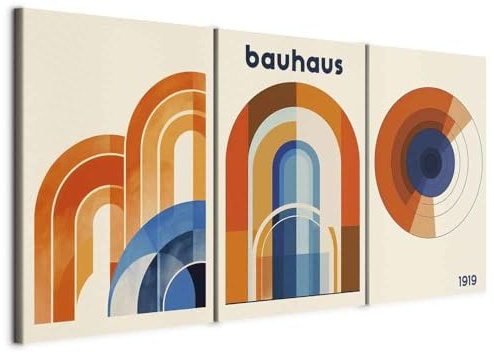 murando - Leinwandbild Set Bauhaus, 180x90 cm, 3-teilig, Schlafzimmer | Hochwertige Leinwand, sofort aufhängbar, ideal fürs Wohn- oder Schlafzimmer, wasserfest und lichtecht, langlebig, stilvoll