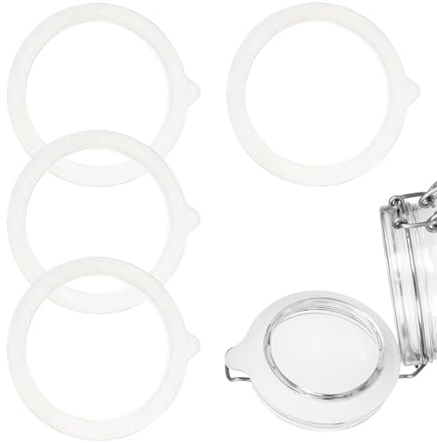 TEOZBLU 4 Stück Ersatz Einmachgläser Dichtungen, Einmachringe Weckringe Auslaufsicher Dichtring für Einmachgläser, Einmachglas Ersatz Einmachringe,Kieselerde für Weckgläse-87mm