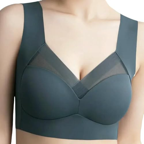 AZMINI Soutien Gorge de Sport Femme Support d'ajustement De Soutien-Gorge en Haut De Gamme De Grandes Taille sans Couture Montre Petit Confort-Bleu Foncé-2xl (65-75 Kg)