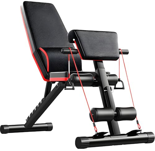 Adjustable Weight Bench with Headrest for Home Gym, Foldable Workout Bench Press, Roman Chair, Ab Sit up Bench, Full-Body Strength Training Equipment