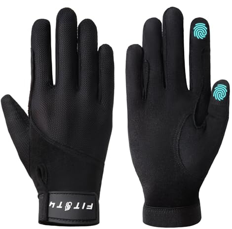 FitsT4 Sports Guanti da equitazione estivi da donna, traspiranti, antiscivolo, per equitazione, unisex, per adulti, con design touch screen, per equitazione, colore nero, M
