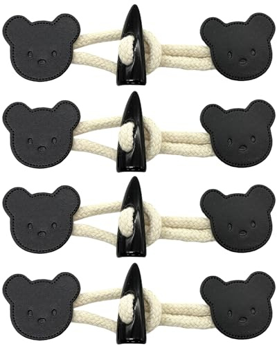 DHER Bär Leder Knebelverschlüsse Knöpfe Verschluss Jacken knebelverschlüsse | 4 paar kleine Mäntel aus Kunstleder Jacken knebelknöpfe knebelverschluss Harzknöpfe Knöpfe für Kinderbekleidung Hornknöpfe