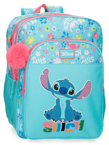 Joumma Disney Aloha Stitch Mochila para portátil 13,3 Doble Compartimento Adaptable a Carro Azul 30x40x13 cms Poliéster