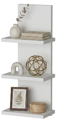 MARAND Wandregal Schmal 25x60x17 cm (BxHxT), Hängeregal 3 Ablagen, Bücherregal Modern für Wohnzimmer, Kinderzimmer, Flur, Küche, Wandregal Weiß