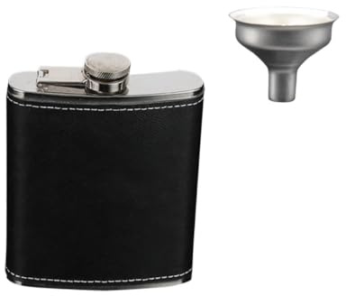 Mobestech 8oz Petaca De Acero Inoxidable Para Licor Bolsa Para Botella De Vino Petaca Con Tapa De Cuero Prueba Fugas Cantimplora Discreta Para Whisky Ron y Vodka Para Whisky