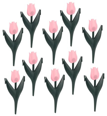 SUPVOX 10 recinzioni decorative da giardino con realistici tulipani rosa, in plastica, bordo per aiuole, esterni, giardino, paesaggio, barriera, facile da installare