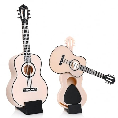 Yoljun Plektrum Aufbewahrungsbox in Gitarrenform für Guitar Picks, Mattes Gitarren Zubehör mit Schraubdeckel, Mini Guitar Pick Holder, Gitarren Geschenk für Musiker Schüler Weihnachten