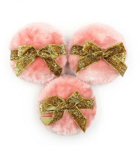 PLAFOPE Houppettes à Poudre Bébé 2 Pièces Longues Moelleuses en Microfibre Pailletée Rose pour Soin Corporel Bébé et Nourrisson