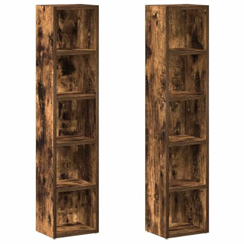Gecheer Mobili porta CD, 2 pezzi rovere fumo 21x16x93,5 cm legno multistrato, per organizzazione