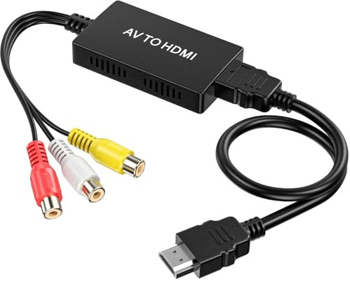 Bundviel RCA auf HDMI Konverter, 1080P AV auf HDMI Adapter mit 1,4m HDMI Kabel, Mini Composite Video Audio Konverter Adapter für PS1/PS2/PS3/TV/Xbox/SNES/VCD/DVD Player/VHS/VCR