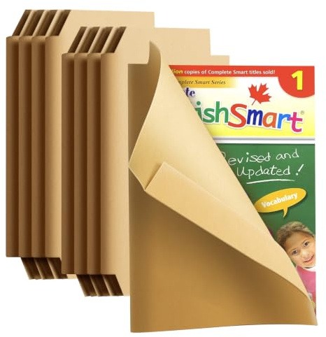 yivom 10 pellicole protettive autoadesive, per libri scolastici, formato A4, 34 x 47 cm, in carta kraft, impermeabili, senza taglio, per libri scolastici, protezione per documenti e copertina rigida