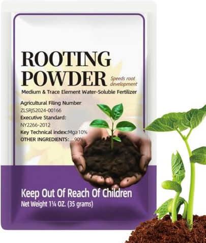 Polvo de enraizamiento - (35 g) Fertilizante para plantas | Estimulador de raíces soluble en agua | Solución nutritiva de rápida absorción | Para esquejes, crecimiento de plantas y de interior