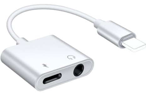 2 in 1 lightn Auf 3,5 mm kopfhörer Adapter und Laden,Adaptateur Lightn Jack, Casque et Adaptateur de Charge Rapide, Compatible avec iPhone 14/13/12/11/X/XS/XR/8, Blanc