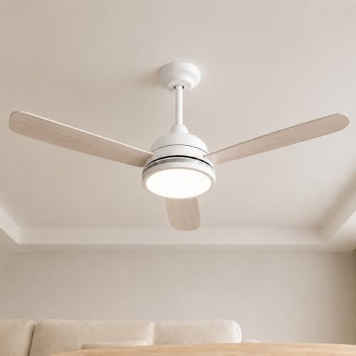 Aigostar Ventilatore da Soffitto con Luce e Telecomando Silenzioso 52″ | 2700K/4000K/6000K Dimmerabile, 25W Motor DC Reversibile , 6 Velocità