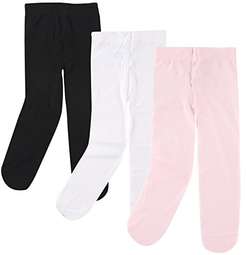 Luvable Friends Baby Girls' Nylon Tights, Black Pink, 9-18 Months US