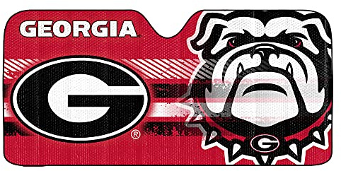 Fanmats 60007 NCAA Georgia Bulldogs Windshield Sun Auto Shade, Sun Shield Sun Visor | Accordion tri-fold for Storage | 59 x 29.5, Colorful Team Design