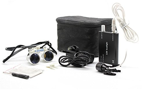 BoNew-Oral 3.5X420 Medizin Loupes Binokularlupen Kopflupe Lupenbrille LED Headlight Lamp