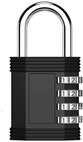 ZHEGE Combination Padlock, 4 Digit Padlock for Gym Locker, School Lockers, Toolbox, Weatherproof Padlocks with Codek Outdoor for Shed, Fence, Backyard Gate, Garage Door (Black)