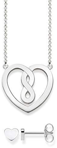 Thomas Sabo Damen Kette Herz Infinity Ohrringe Ohrstecker Herz Set 925 Sterling Silber SET0557-001-21-L42v