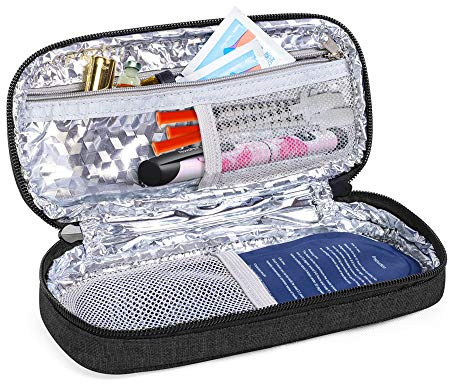 Luxja Borsa Termica per Insulina, Borsa per Insulina, Borsetta Termica per le Penne di Insulina e Altri Materiali per Diabetici (Solo Borsa), Nero