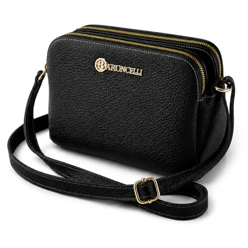 Baroncelli Crossbody Bag Made in Italy with Long Stripe Genuine Italian Soft Leather