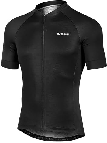 INBIKE Fahrradtrikot Herren Kurzarm Atmungsaktiv Sommer Radtrikot Trikot für Fahrrad Rennrad T Shirt Fahrradbekleidung Laufen Schwarz M