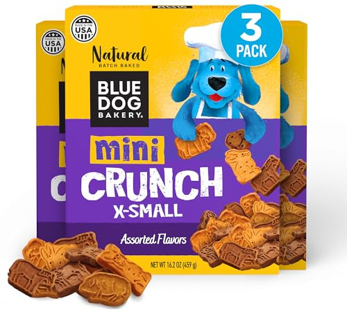 Blue Dog Bakery Natural Dog Treats, Mini Crunch, Assorted Flavors, 16.2oz, 3 Count