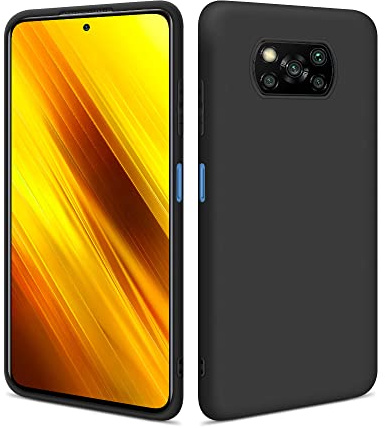 HSP Funda para Xiaomi Poco X3 NFC / X3 Pro, Carcasa Silicona, Case, Negra | Antigolpes, antiarañazos, cortes precisos, bordes elevados, cámara protegida, capa cover, protector para móvil y teléfono