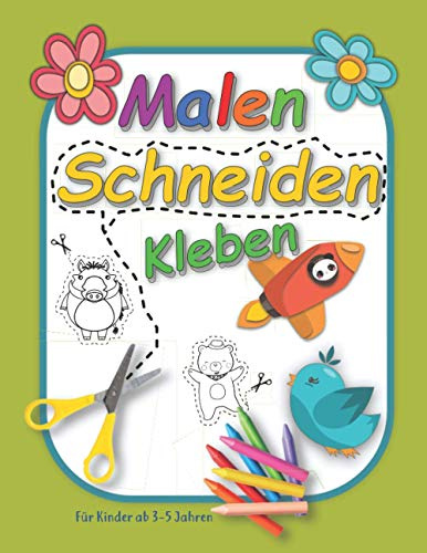 Malen Schneiden Kleben Für Kinder ab 3-5 Jahren: Das schöne wilde Tiere Bastelbuch, Malbuch zum Ausschneiden für Jungen und Mädchen ab 3 Jahren mit ... 11 (21.59 x 27.94 cm) I 37 Seiten zum Malen.