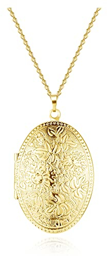 Zysta Vintage Charms Medaillon Kette für Foto Bilder Oval Anhänger zum öffnen Kupfer Amulett für Damen Herren (#2)