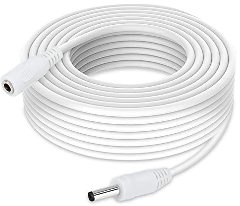 Auroh 5 Meter CCTV 2.1 x 5.5mm DC 12V Power Extension Cable White | Extends 12V DC power to CCTV cameras, DVR, LED strip lights and routers. 5.5mm x 2.1mm male to female barrel plug.