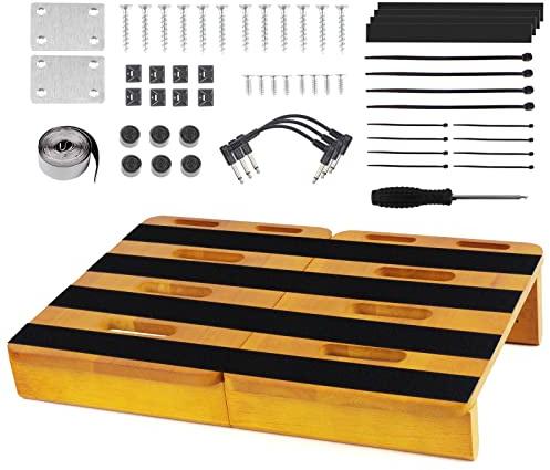 Pedalboard aus Holz, Gitarreneffekt, Pedalboard, 43,9 x 30 cm, abnehmbar und leicht zu tragen, mit Kabelversorgung, Pedalboard-Set, Gitarrenzubehör (abnehmbar)
