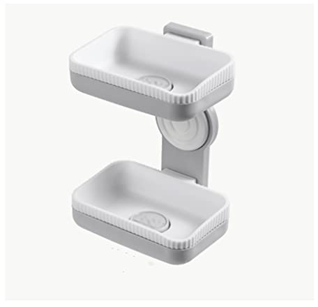 Fashion Double-Layer Soap Dish, Wall-Mounted Rotatable Soap Holder, Detachable Drain Soap Storage Box for Bathroom and Washbasin Soap Dish